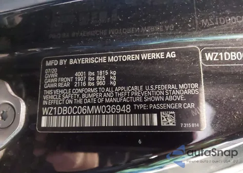 2021 Toyota Gr Supra A91 Edition z USA, uszkodzony, nr VIN WZ1DB0C06MW036948